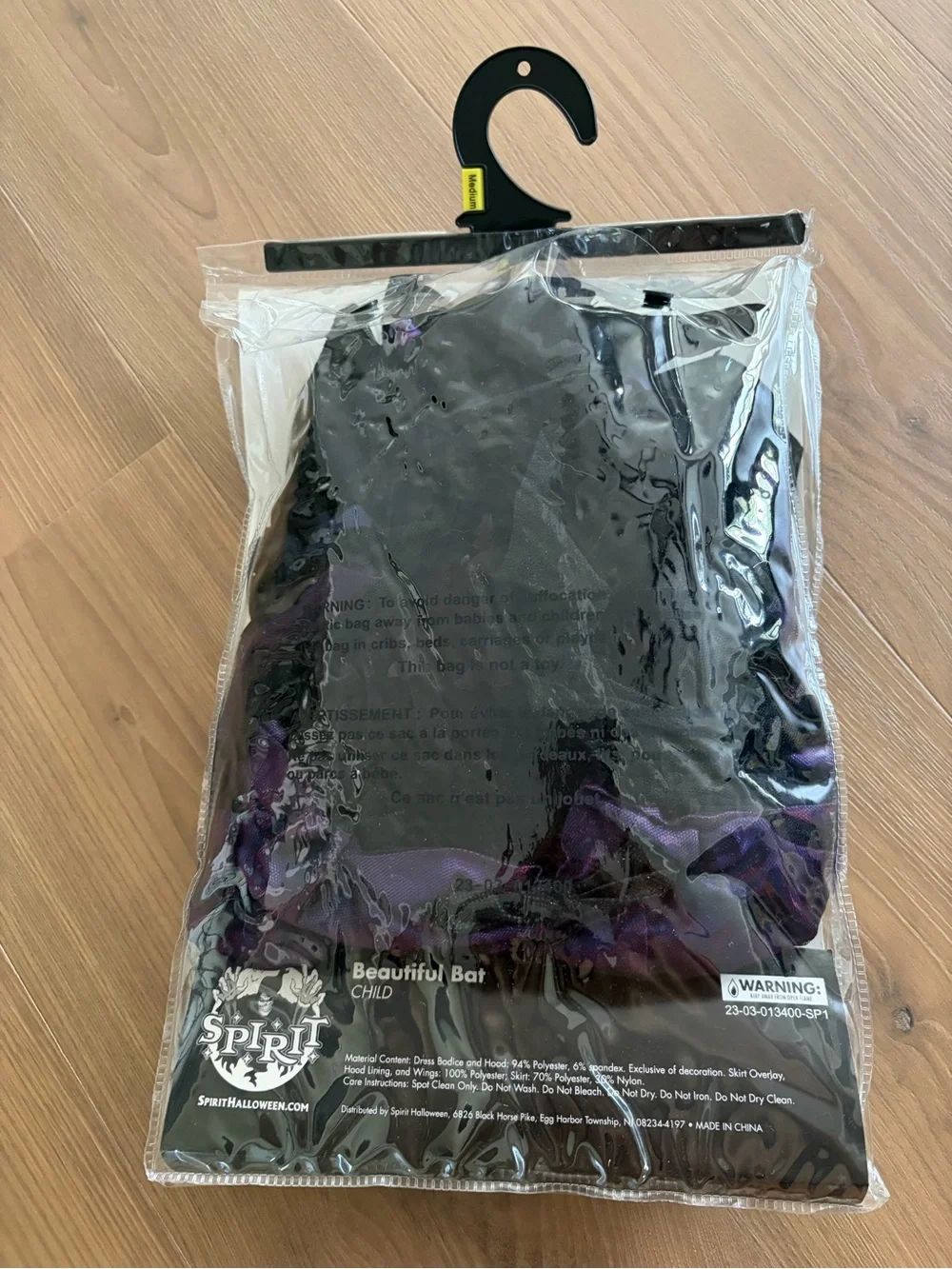 Spirit Black and Purple Bat Hooded Dress Costume